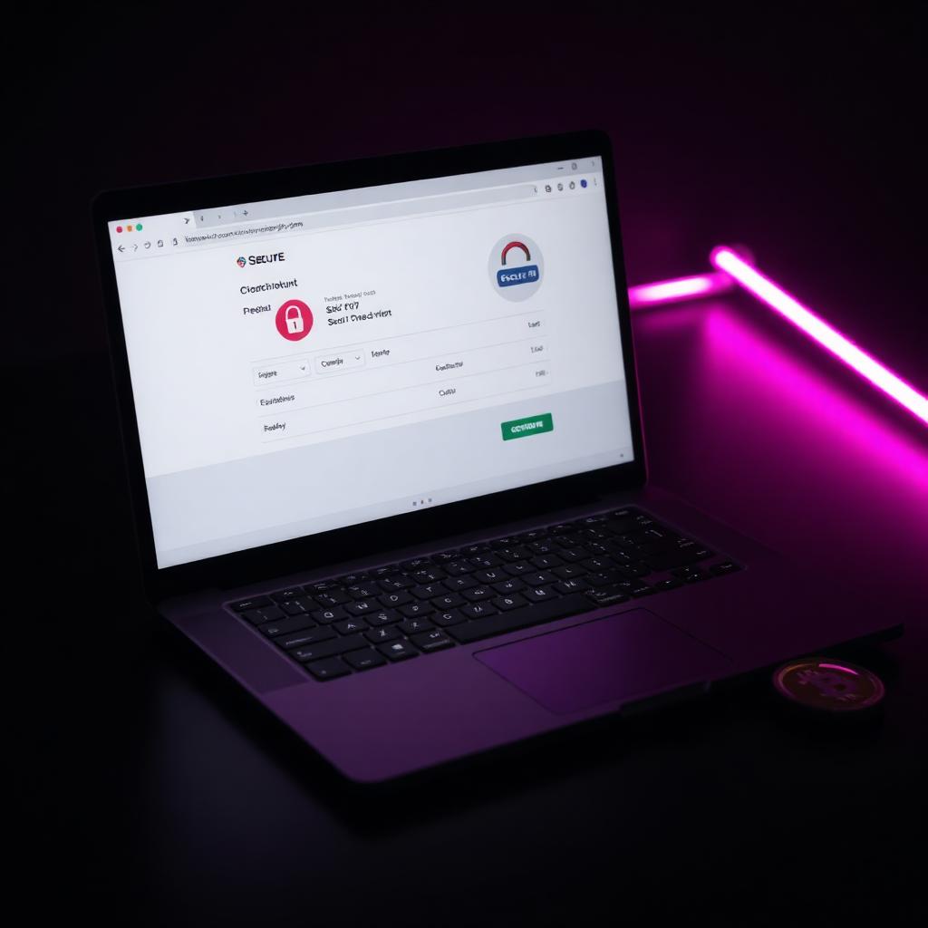 Laptop showing a secure encrypted checkout screen